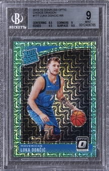 2018-19 Donruss Optic "Choice Dragon" Rated Rookie #177 Luka Doncic Rookie Card - BGS MINT 9